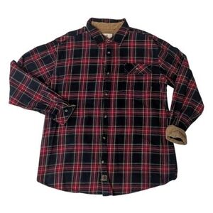 Legendary Whitetails Buck Camp Red Plaid Flannel Shirt Shacket Men's XLT